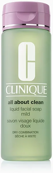 Clinique 3-Step All About Clean Liquid Gentle Facial Cleanser Soap | Face Wash For Dry Combination Skin | Type 2, 6.7 Fl Oz