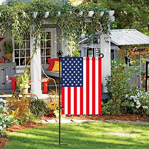 HOOSUN Garden Flag Stands, Garden Flag Holders Poles Pentagram Made of Premium Metal with 1 Tiger Clip and Without Flag