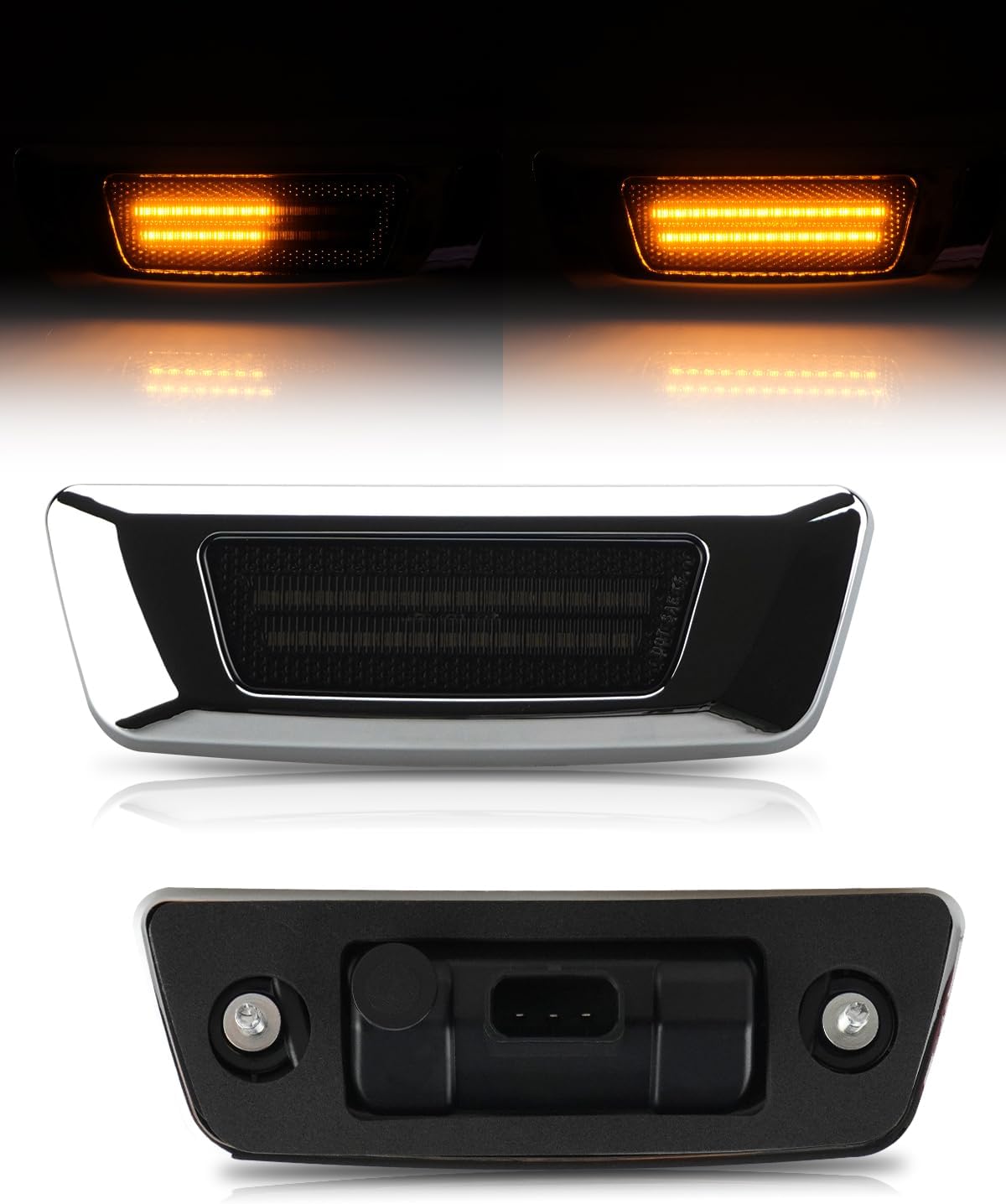 Bestview Side Marker Light Assembly, Turn Signal Lights Compatible for Kenworth T680 T770 T880 2011-2017, Dynamic Amber LED Smoke Len
