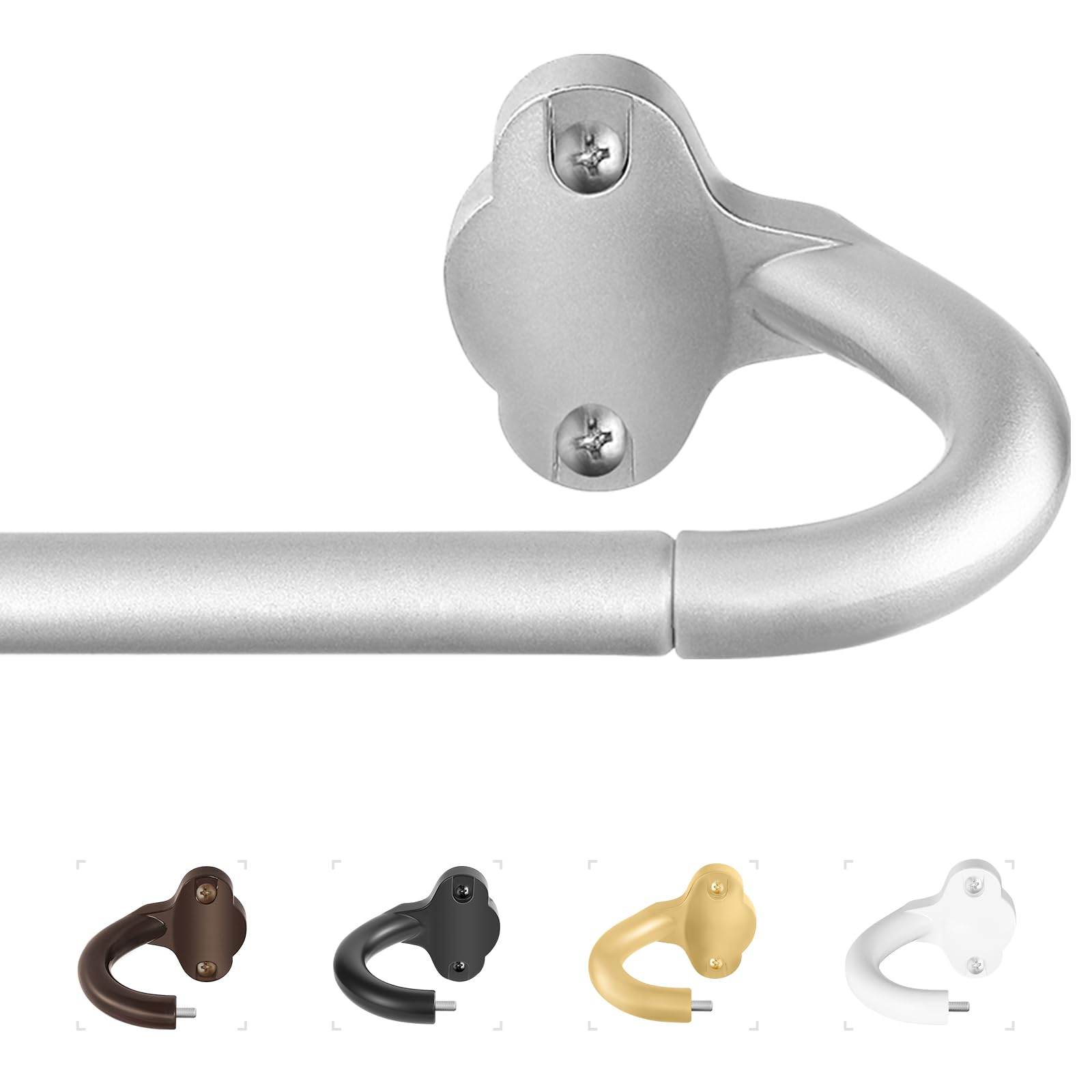 TVWOO Silver Wrap Around Curtain Rods:5/8 In Blackout Adjustable Window Curtain Rod for Bedroom Kitchen Apartment Renter Friendly,Room Darkening