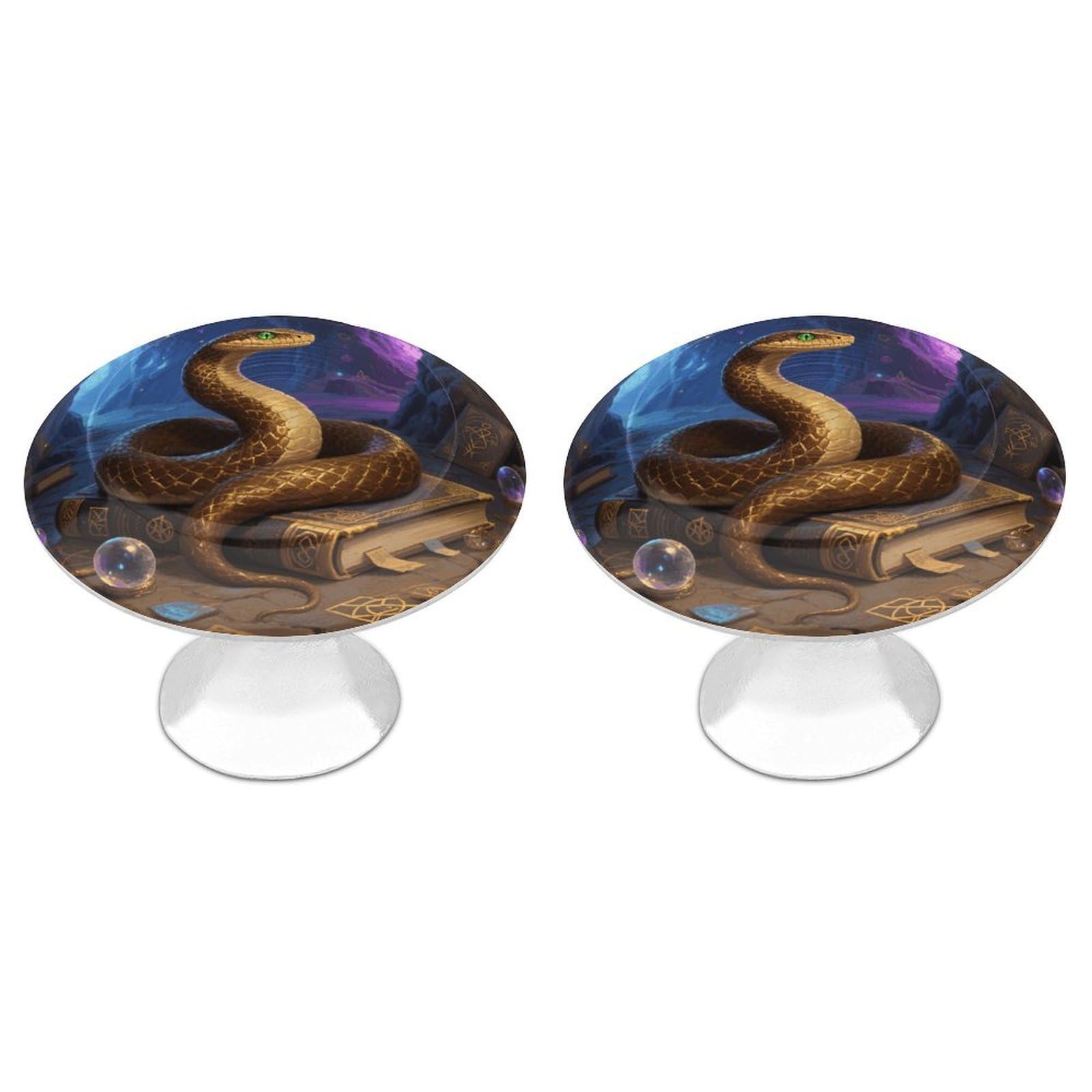 Maccbn Style-2 2 Pack 1.1" Round Witchy Snake Drawer Knob Stainless Steel Kitchen Cabinet Knob Pulls With Screws Hardware Decorative Handles Knobs For Dresser Cupboard Closet Door Wardrobe Easy Install