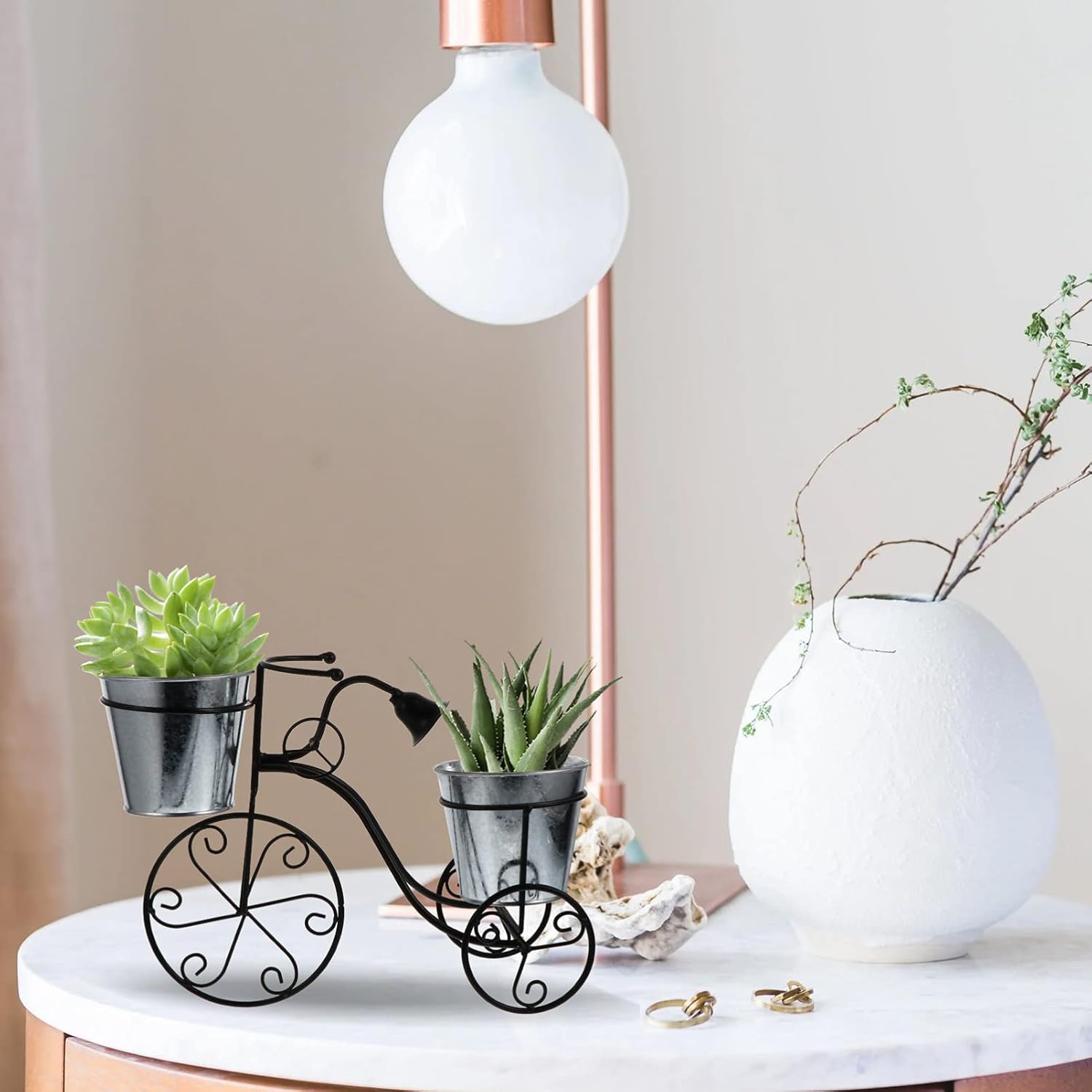 Housoutil Outdoor Decor Norse Decor Metal Planter Stand Pot Cart Holder Potted Plant Stand Iron Plant Stand for Indoor Outdoor Patio Decor Black Outdoor Pots House Plants
