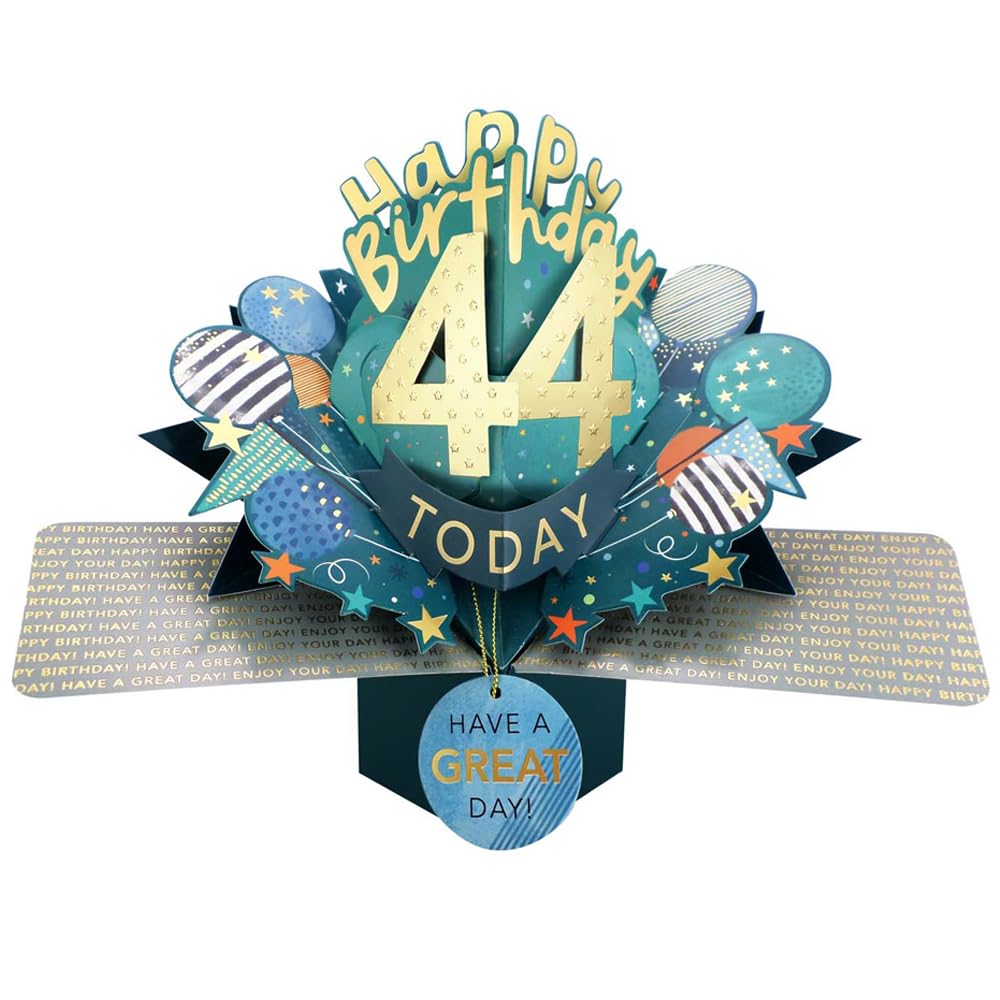 44 Today Happy 44th Birthday Pop-Up Greeting Card Love Kate's Pop Up Cards Him Design POP237MC44 — image 1