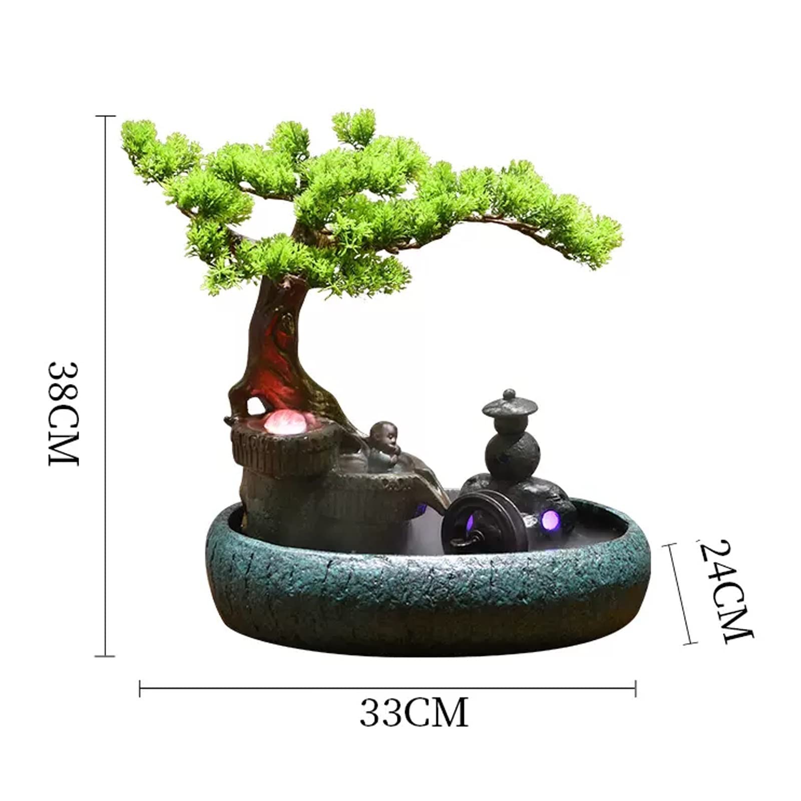 Decorazione per la Meditazione, Fontana da Tavolo in Ceramica, Design Artificiale con Bonsai, Fontana, Cascata, Ornamenti da Tavolo per la casa, Soggiorno, Ufficio, Decorazione PE