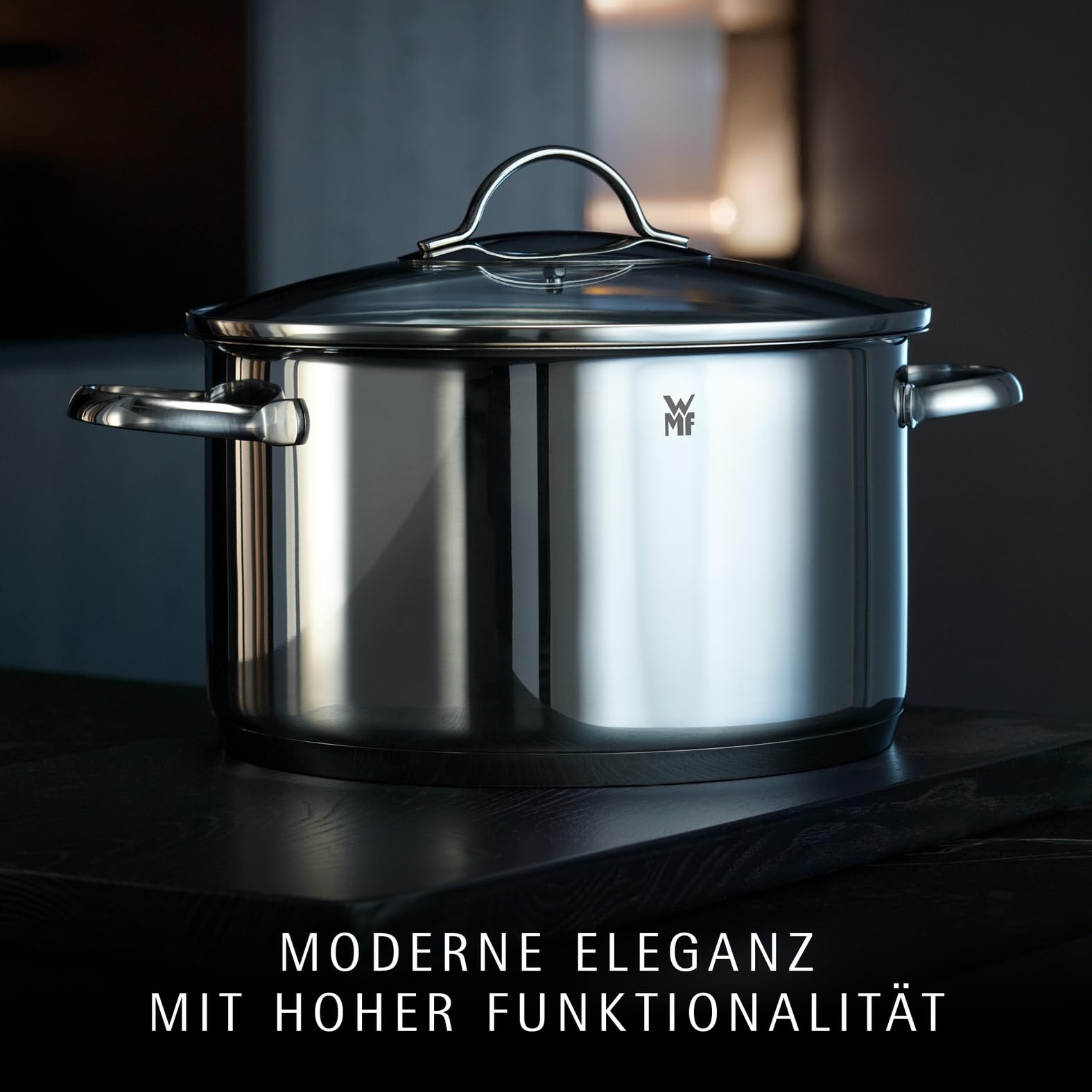 WMF Provence Plus Topfset Induktion 4-teilig, Kochtopf Set mit Glasdeckel, Cromargan Edelstahl poliert, Töpfe Set unbeschichtet
