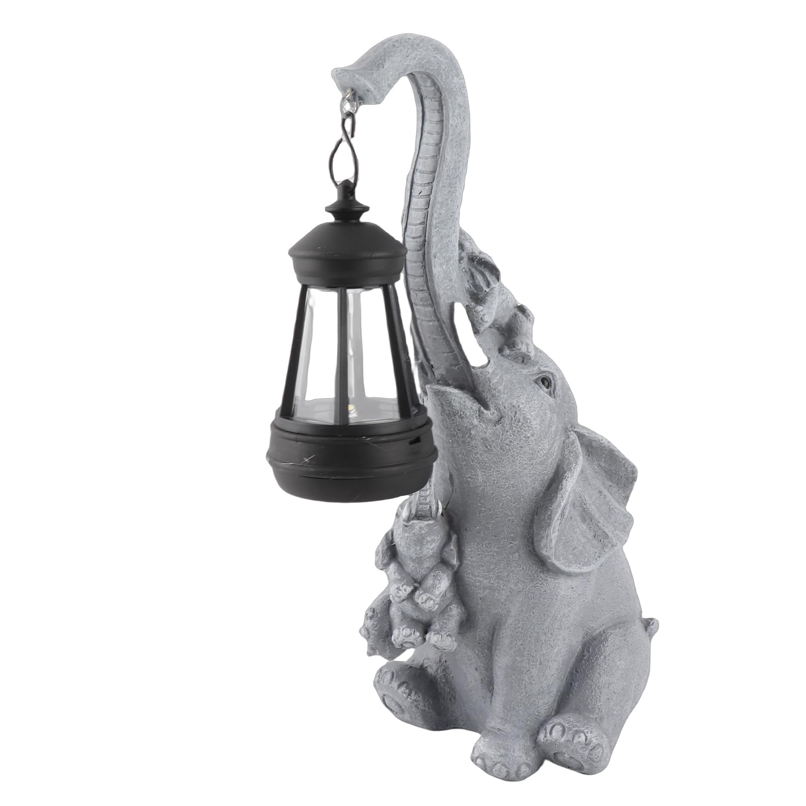 Statua del Giardino Solare Dell'elefante Bella Madre del Bambino Figurine Lanterna Scultura per la Decorazione Esterna Materiale in Resina