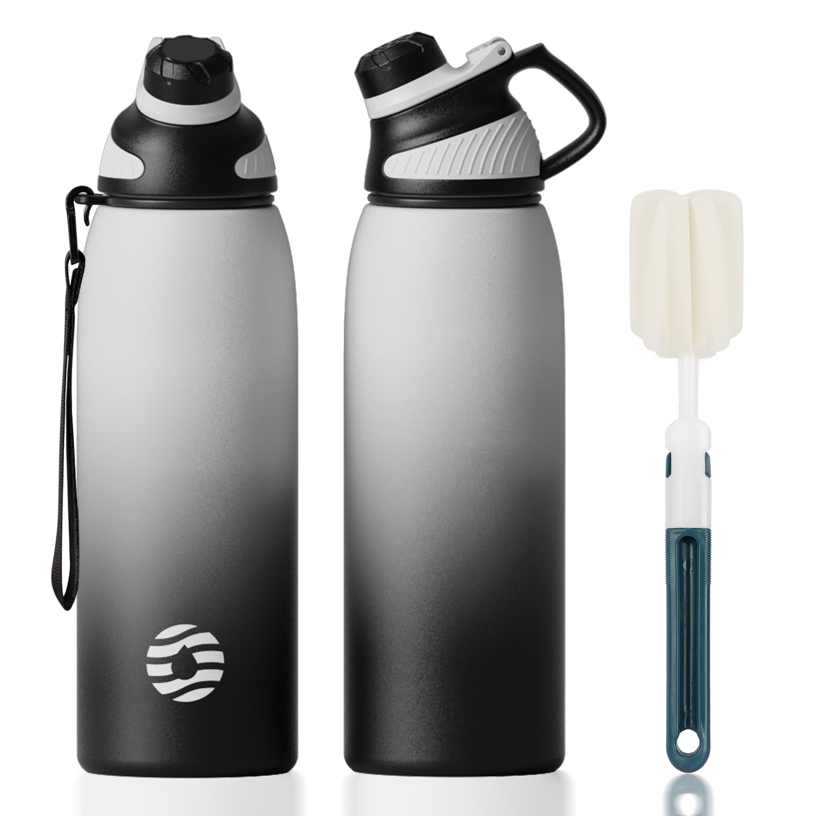 FJbottle 32oz Stainless Steel Insulated Water Bottle No Straw Spout Lid