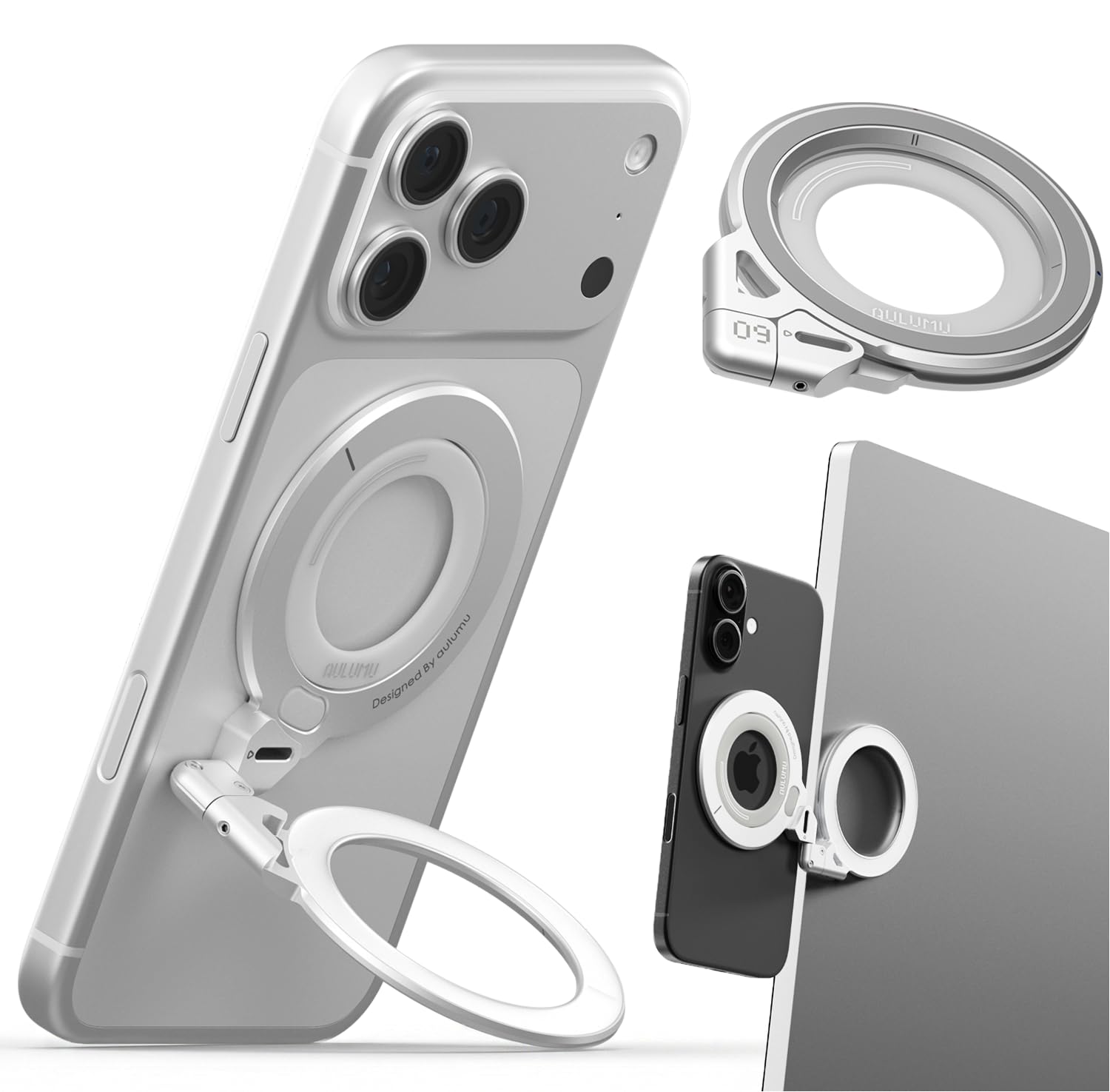 Amazon | AULUMU G09 Infinite MagSafeスタンド 3軸回転 両面磁力