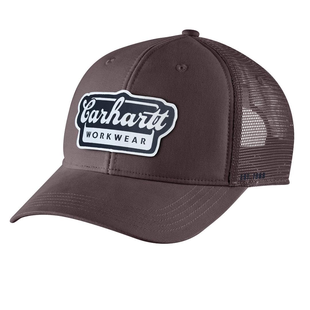 Carhartt 106738 Rugged Flex Twill Mesh-Back Script Patch Cap DARK SEPIA