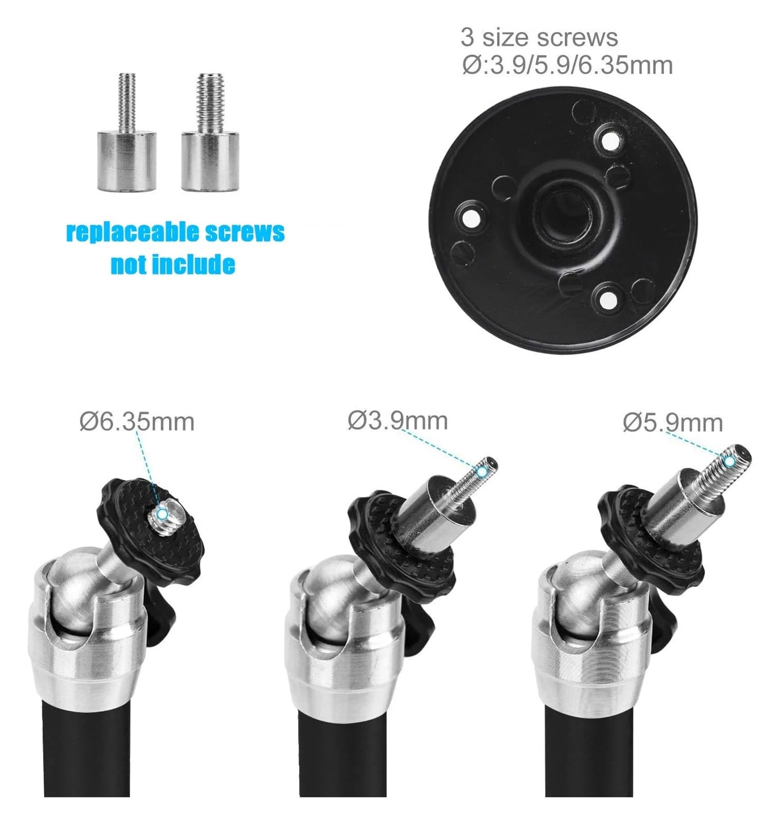 Compatibile con Salange, supporto for proiettore, HY300 | Lega di alluminio, regolazione a 360°, utilizzo a soffitto o parete, interfaccia 1/4(Black 22CM)