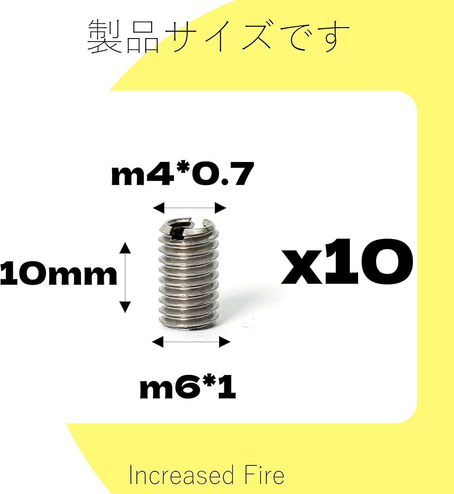 Amazon | Increased Fire インサートナット 内径M4*0.7 外径M6*1 長さ
