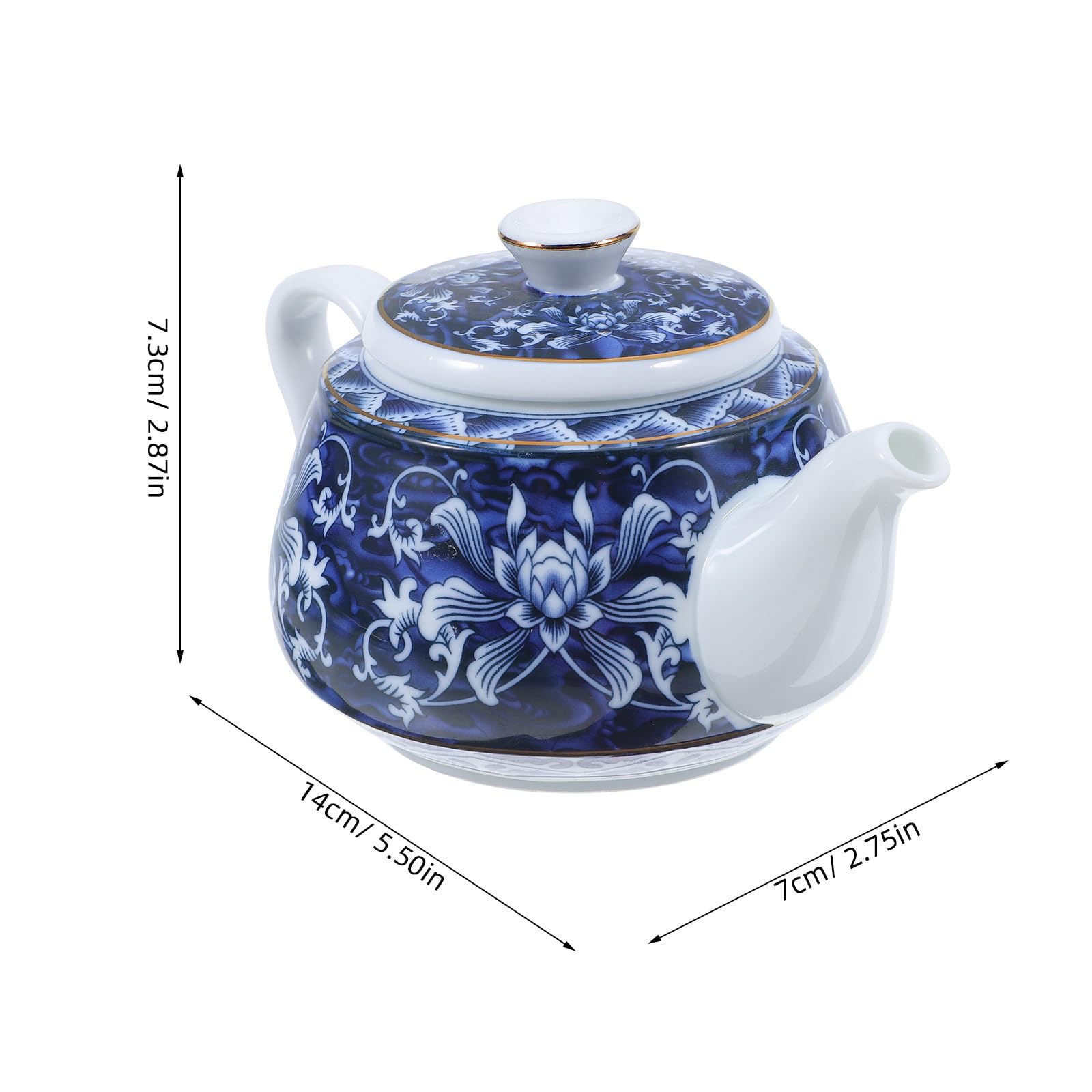 Tetera China de Cerámica Azul Estilo Vintage con Asa