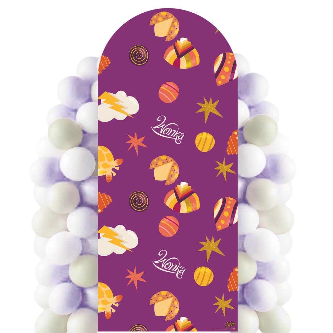Star Cutouts SC4493 Wonka Purple Sweets & Stars Backdrop Cardboard Cutout 185cm – Whimsical Chocolate Factory Party Display & Family Event Décor