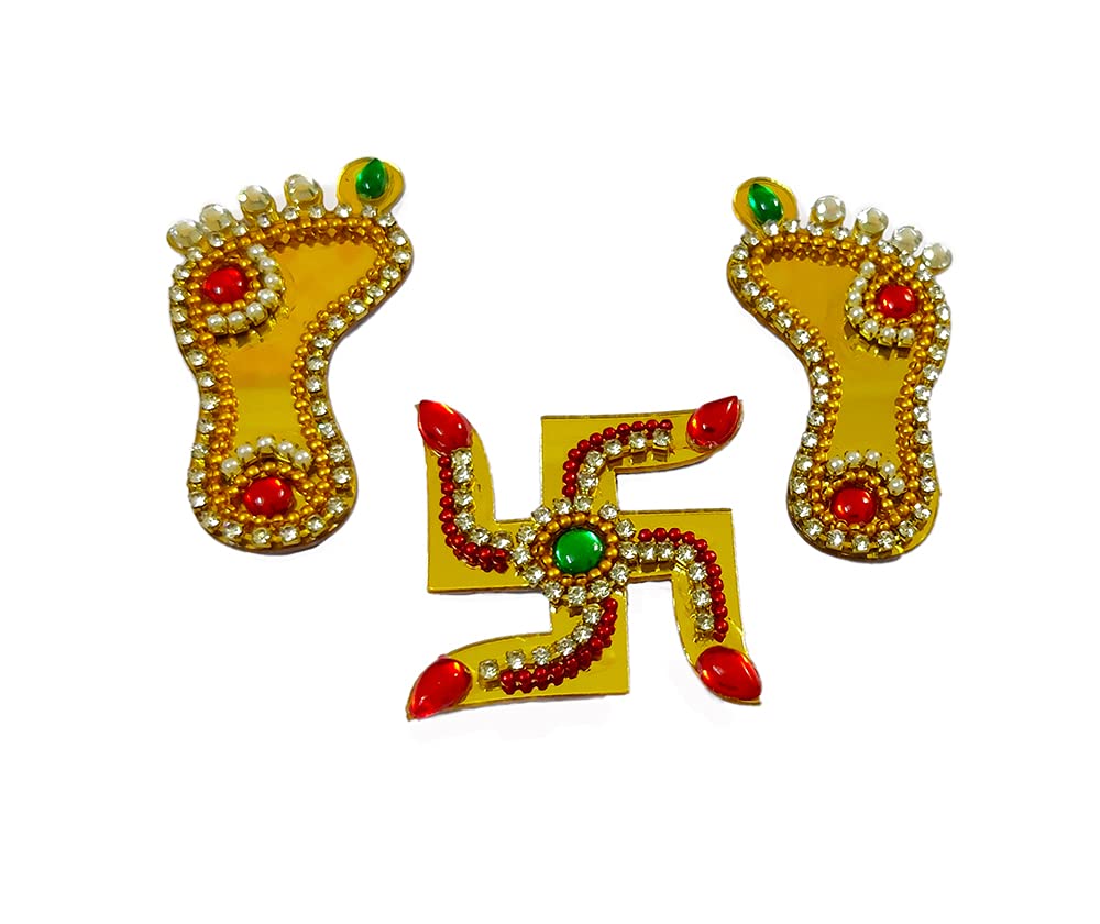 Avanti Creation Wooden Laxmi Feet and Swastik Stickers for Floor Decoration|Diwali Decoration for Home|Door Entrance Stickers -Pack of 3 (B09HQWBRZ2) Amazon Price History, Amazon Price Tracker