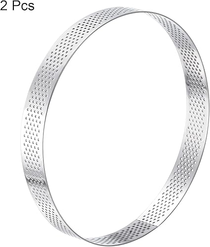Miniatura 3 de uxcell 2 anillos de acero inoxidable para hornear, anillo perforado de mousse para hornear, resistente al calor, 5.9 pulgadas de diámetro, 0.8