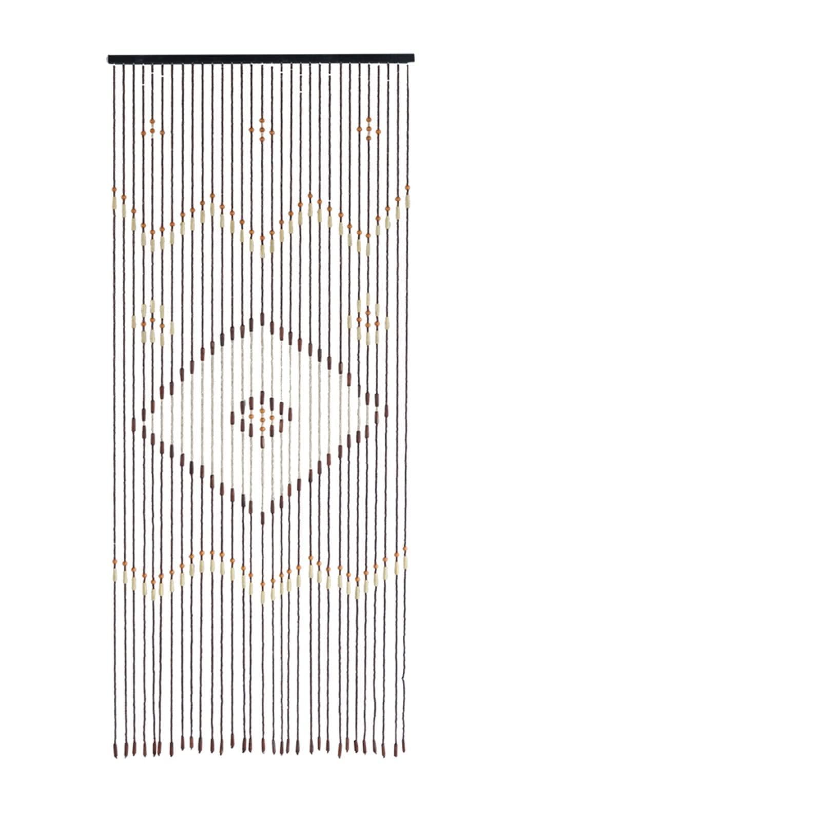 Rideau De Porte en Perles,Rideau Anti Mouches pour Porte Exterieur,Rideau de porte classique en bois,Séparateur de pièce,Ventilation Lumière Naturelle Sans Perçage Salon Bureau Chambre,90x208cm