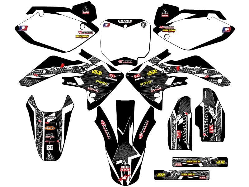 2007-2023 CRF 150 R Podium Black Senge Graphics Complete Kit Compatible with Honda