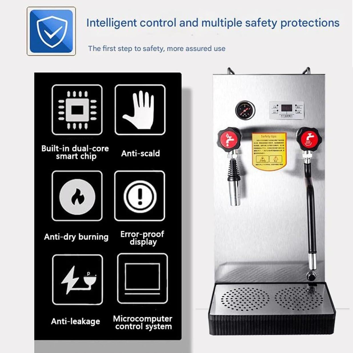 Mousseur À Lait Vapeur Professionnel 2500 W, 8 L, Automatique, pour Mousser Le Lait Et Préparer du Café Expresso.