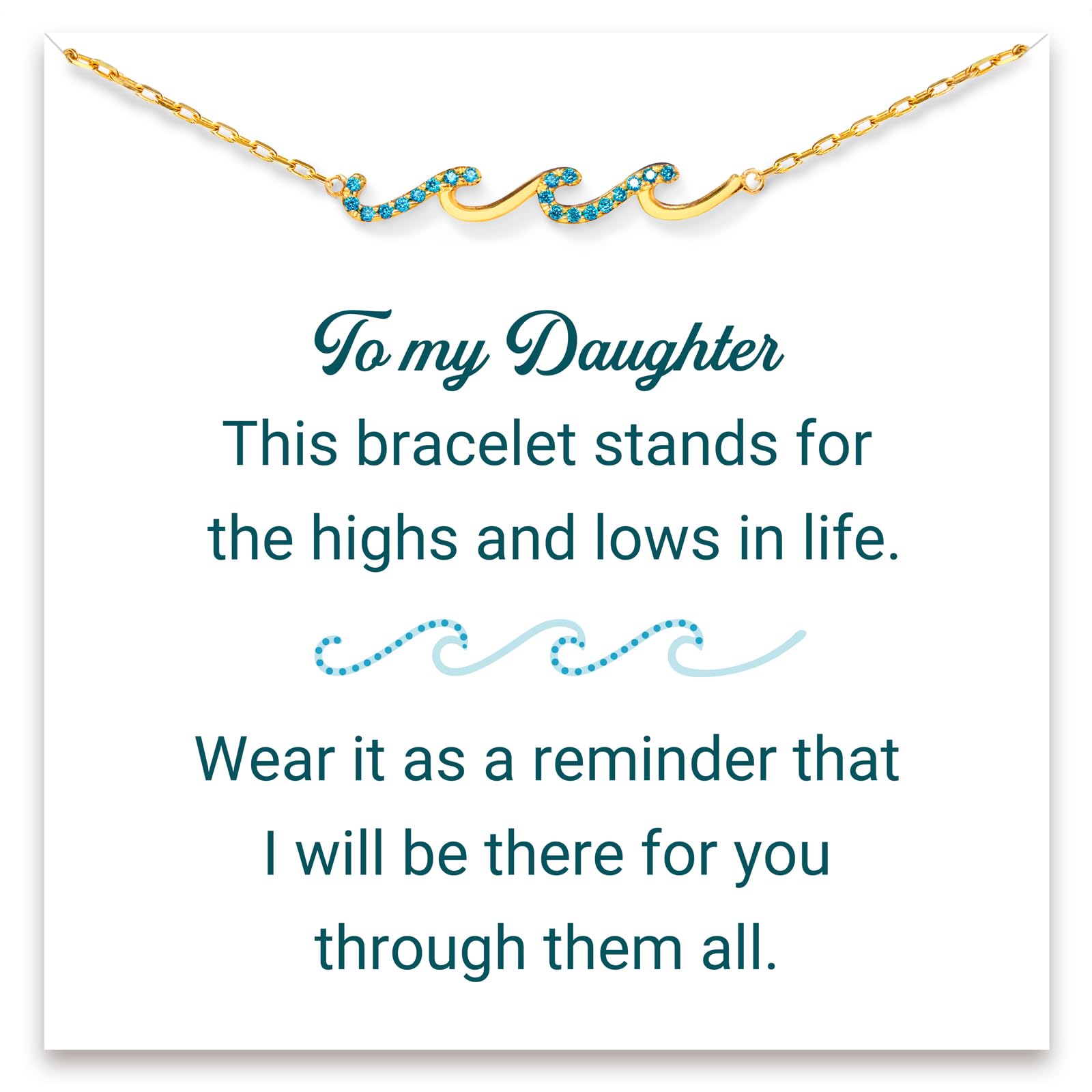 STORYJEWELLERY Daughter Bracelet, Daughter Gifts, Birthday Gifts for Daughters, Wave Bracelet for Adult Daughters