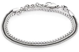 Galis Bracelet Set: Non Tarnish Silver Layered Men Bracelet
