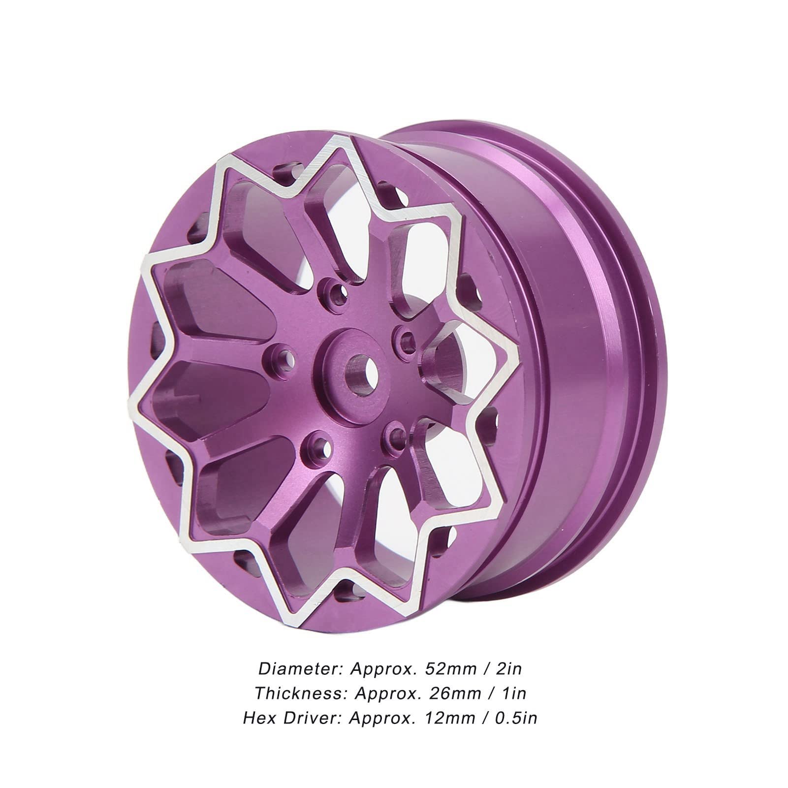 52mm aluminiowe felgi RC ze stopu aluminium wysoka wydajność trwałe lekkie do samochodu wyścigowego 1/10 Drift On Road Racing kompatybilne z HSP HPI Kyosho (Purple)