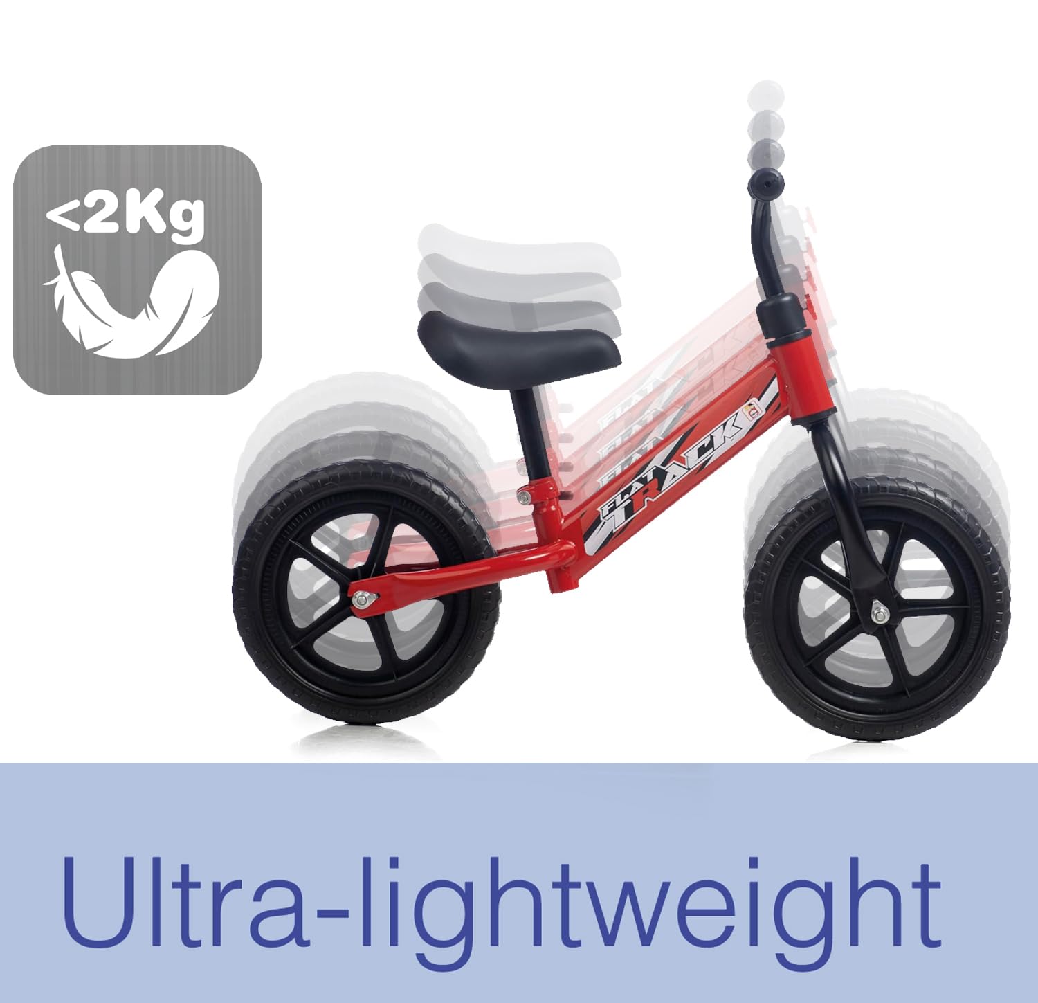 Chicos - Flat Track Bicicleta sin Pedales para Niños 2–5 Años | Balance Bike Ultraligera | Sillín Acolchado, Manillar Ajustable y Antipinchazos | Regalo Ideal para Aprender a Montar | Rojo (37004)