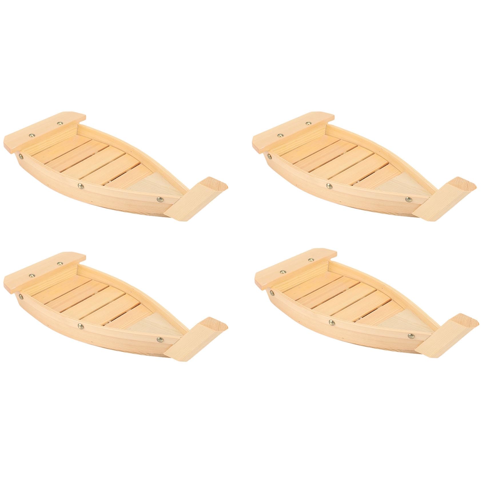 Hndhbfgrt 4pcs 42X17X7.5cm Japanese Cuisine Sushi Boats Sushi Tools Wood Handmade Simple Ship Sashimi Assorted