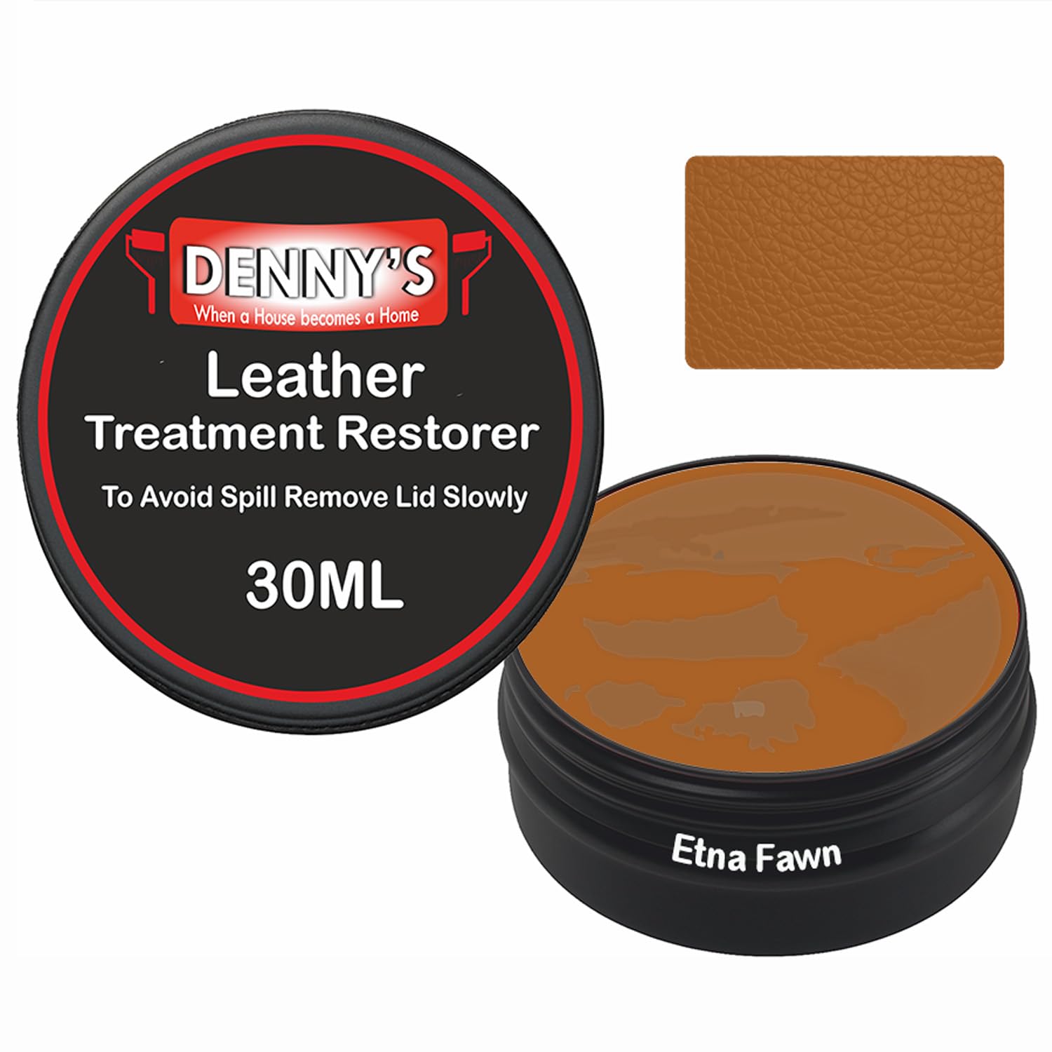 SCOOBYS PAINTS BACK IN THE MIX Leather Colour Restorer Recolouring Balm Repair Treatment for Faded & Worn Absorbent Leather Furniture, Sofas, Chairs (64 Etna Fawn, 30ML Tin)