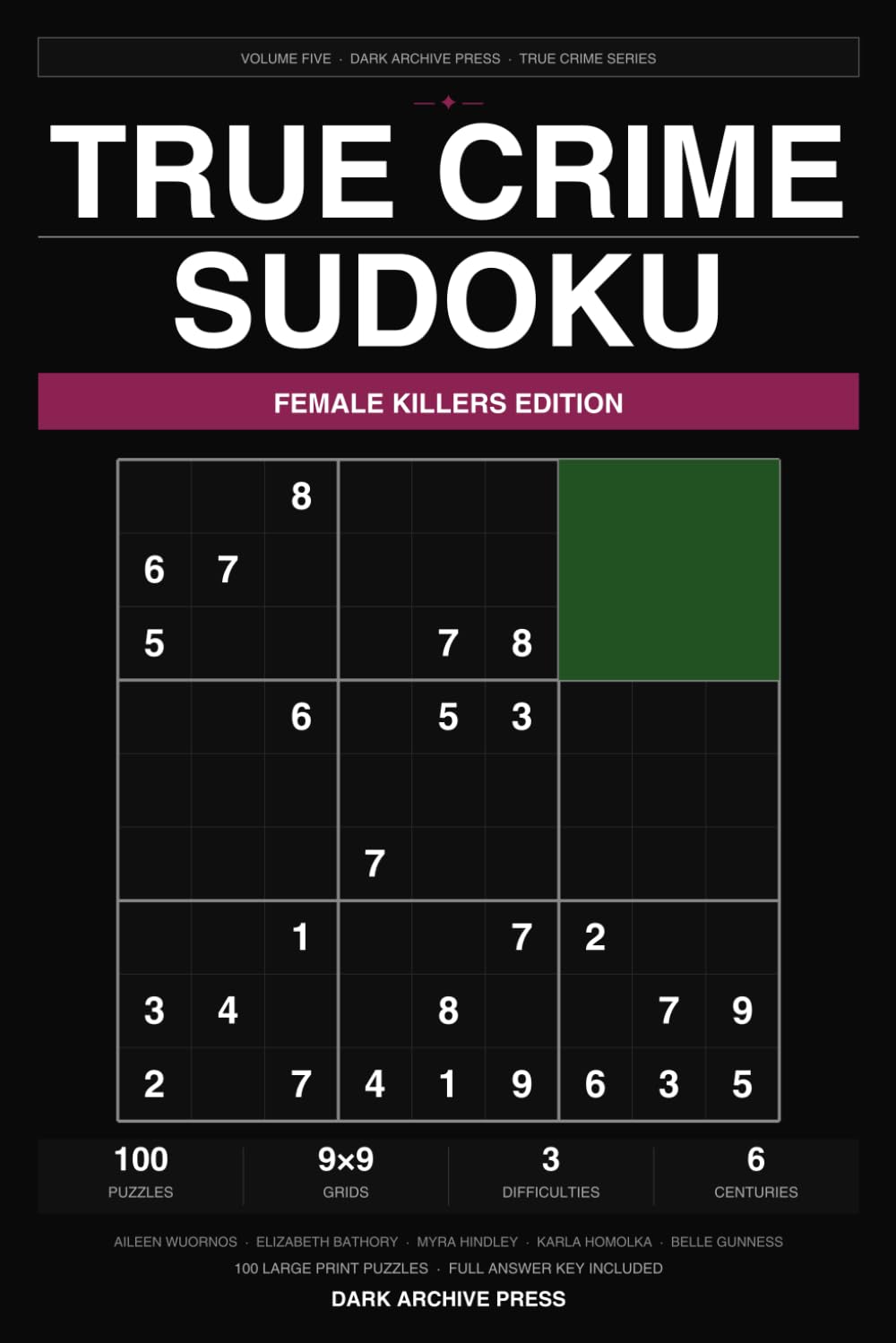 True Crime Sudoku: Female Killers Edition: 100 Large Print Puzzles Themed Around History's Most Notorious Female Killers — Easy, Medium & Hard (Volume 5)