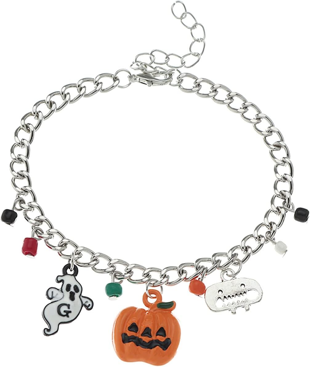 NLLNTDigital Watch Large Display Halloween Charm Bracelet Stainless Steel Pumpkin Bracelet For Kids Teen Women Halloween Bracelet Gift 12PCS Rose Watches