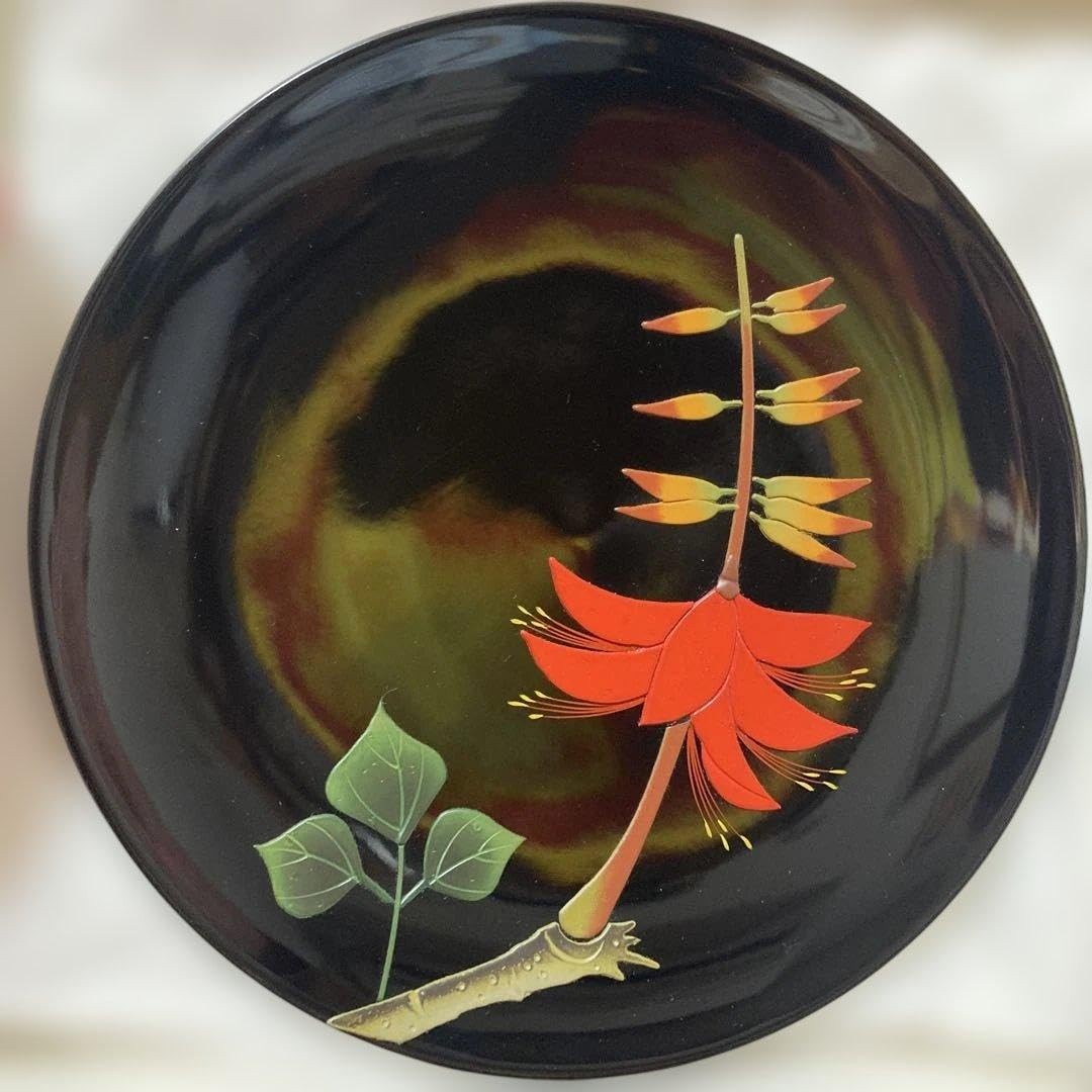 Amazon.co.jp: 沖縄漆器 紅房 べんぼう 漆器 花柄 天然漆塗り 菓子皿