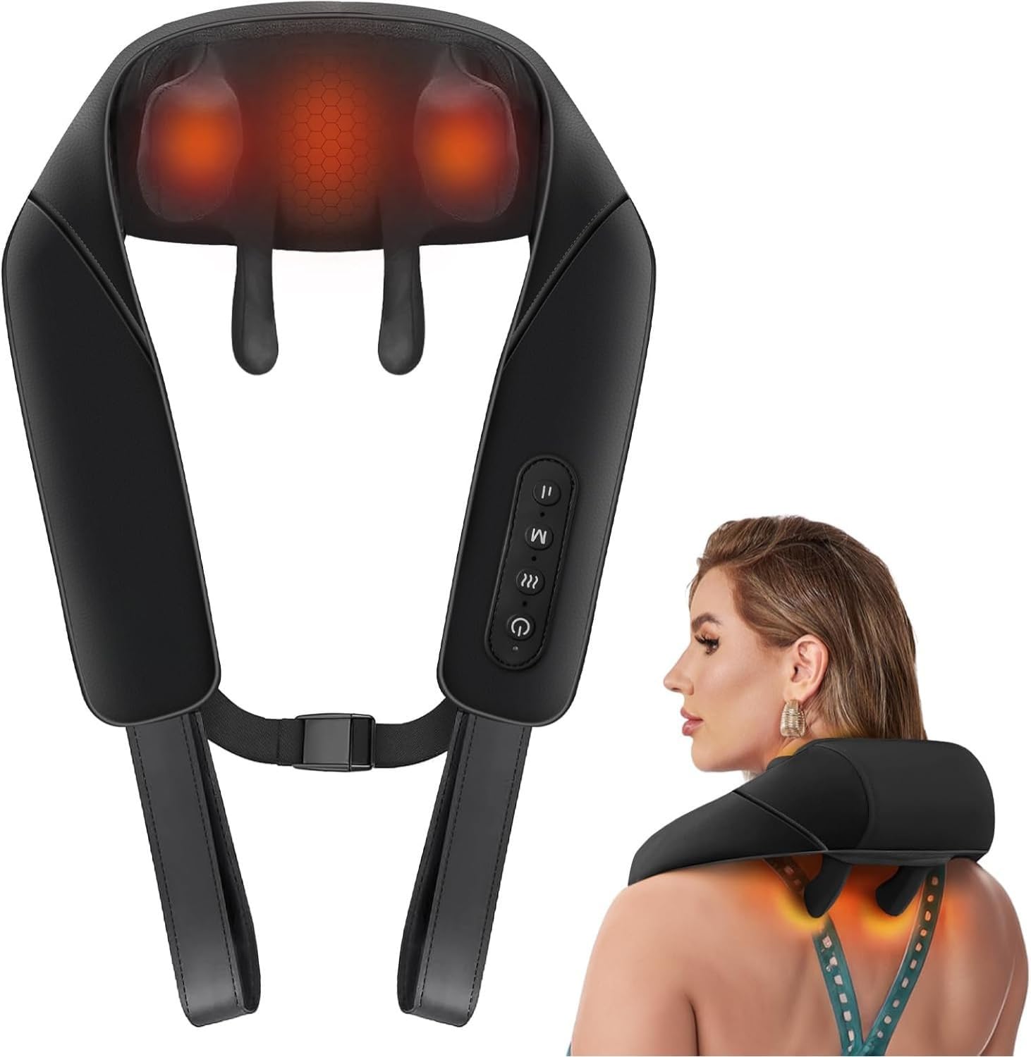 Careboda Wireless Neck Massager for Cervical Pain Relief with Heat Therapy | 5D Deep Tissue Shiatsu Back Massager, Cordless & Rechargeable | Neck and Shoulder Massager Machine for Pain Relief