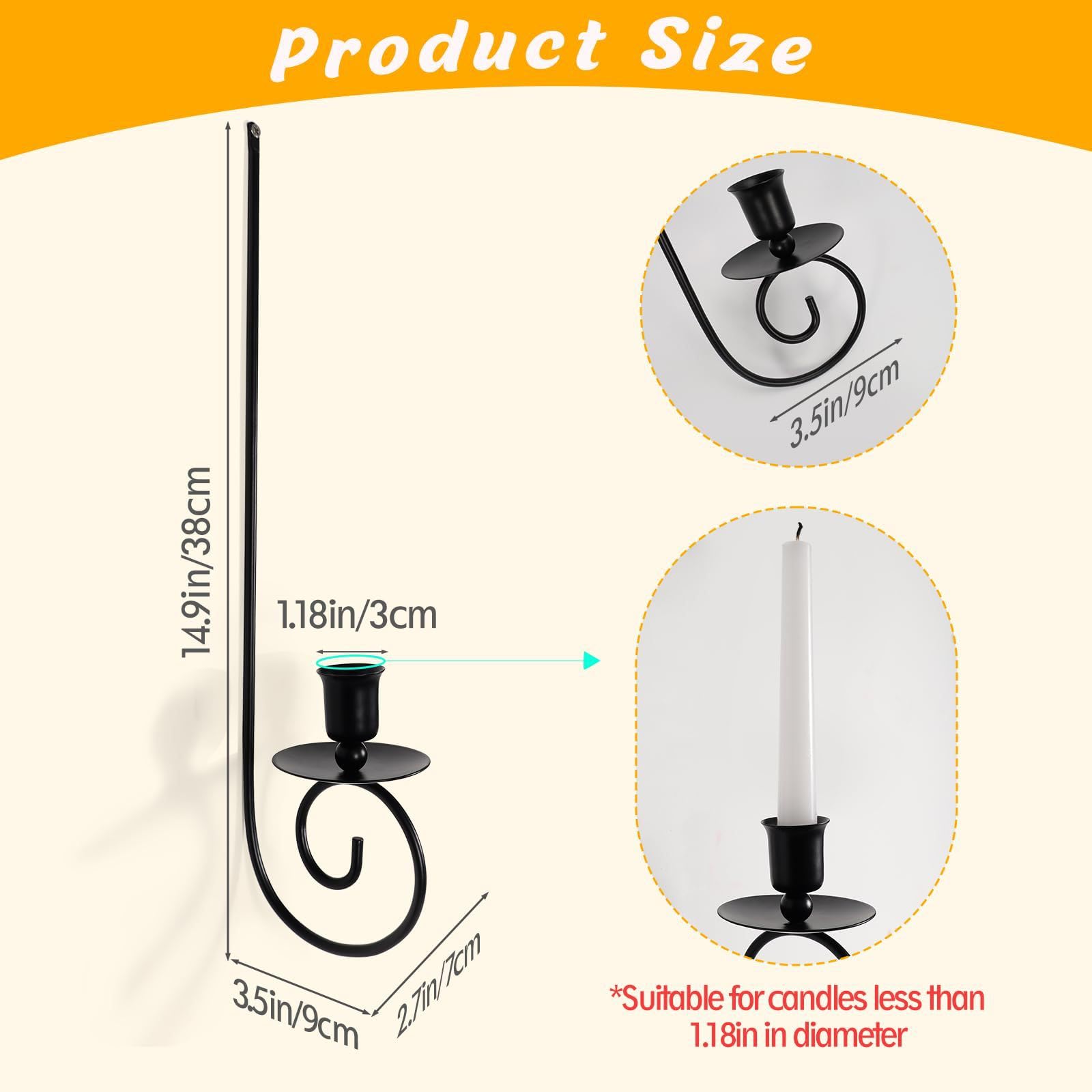 ARefugen Black Metal Wall Candle Sconces Set of 2 - Hanging Wall Mounted Candle Holders with Spiral Design for Living Room Fireplace Bedroom Bathroom Modern Decor