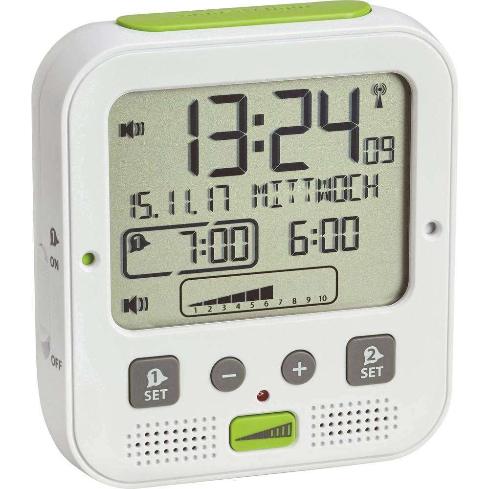 TFA Dostmann Boom Radio despertador con alarma de vibración (blanco)