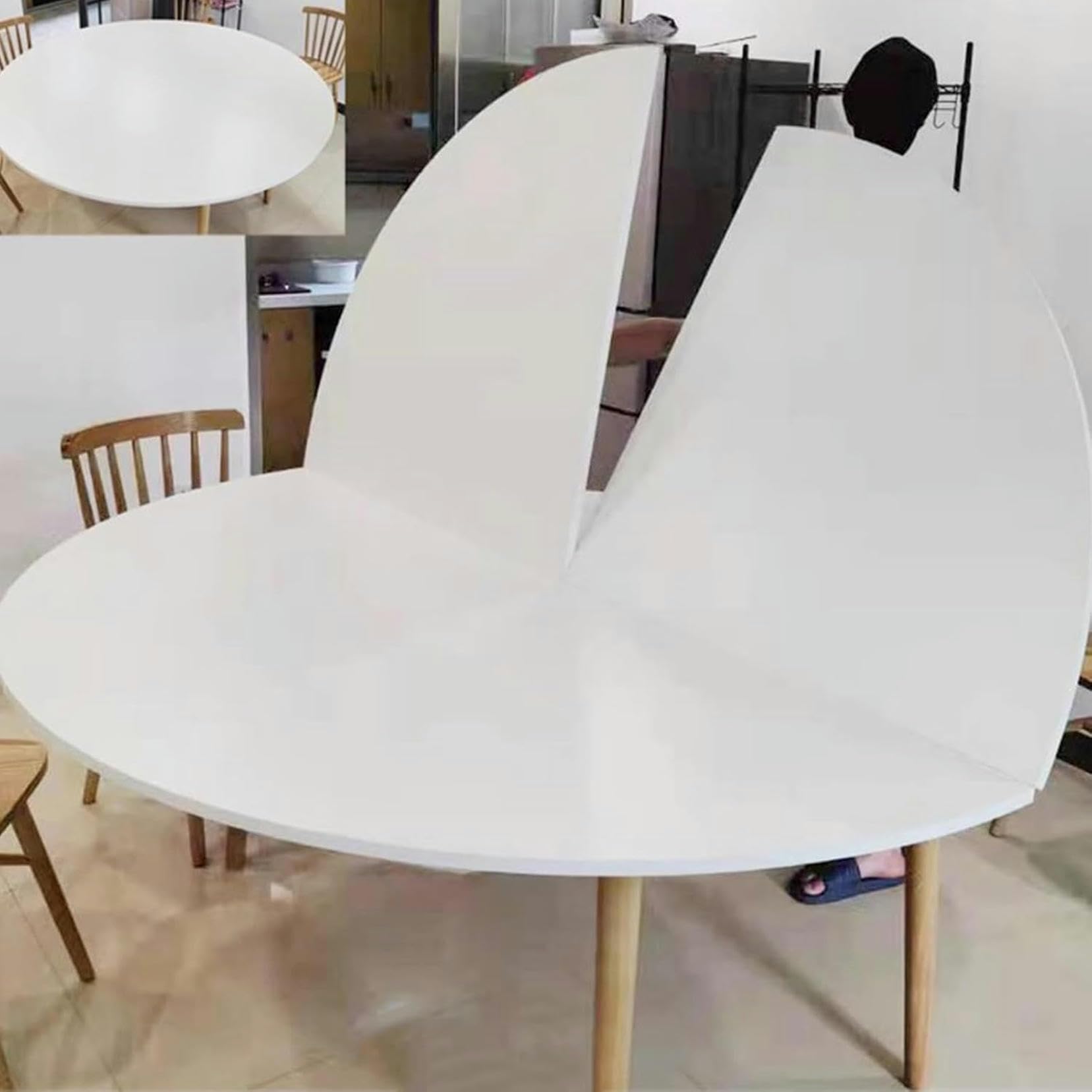 Table de pliage boisé ronde plateau seul blanc : planche résistante de 120, 140, 160, 180, 200 cm