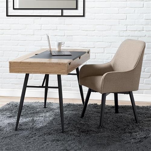 Calico Designs Nook Modern Desk With Multi Soft-Close Storage Compartments, Black Graphite/Ashwood #TOP1