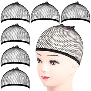 Fandamei 6PCS Wig Cap, 6PCS Black Mesh Wig Cap Net, Closed End Hair Mesh Net, Liner Weaving Caps for Women, Men, Kids, Wig Caps for Halloween, Cosplay