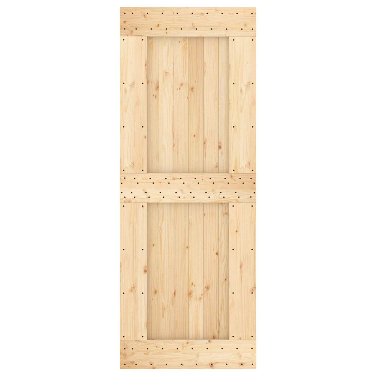 Drzwi przesuwne z naturalnego drewna sosnowego i czarne 80 x 210 cm