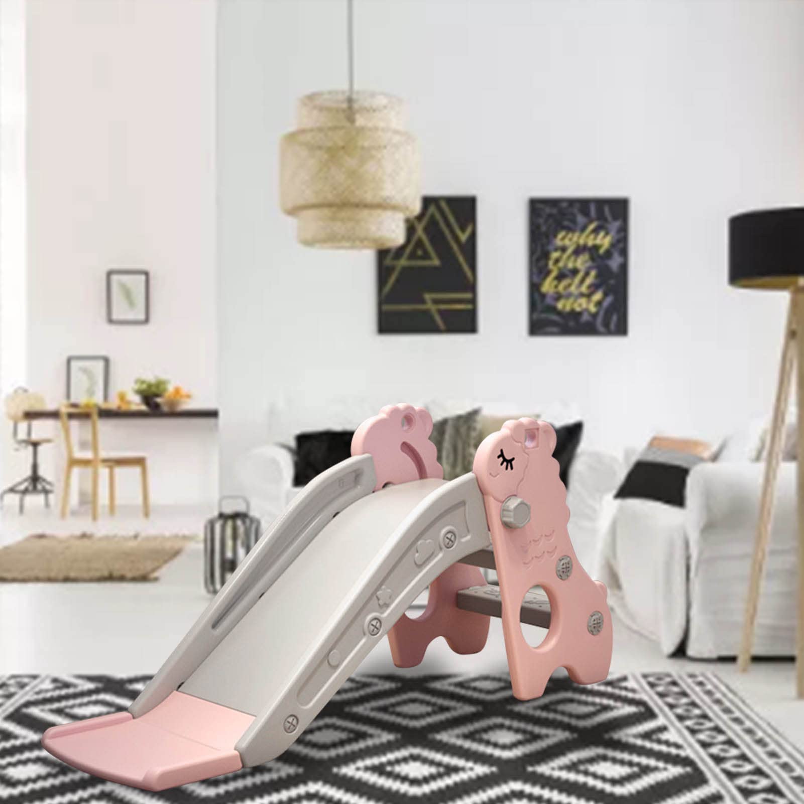 KIMISS Scivolo da Interno Autonomo per Bambini, con Caratteristiche di | Dimensioni compatte, costruzione stabile, gioco coinvolgente, materiali durevoli