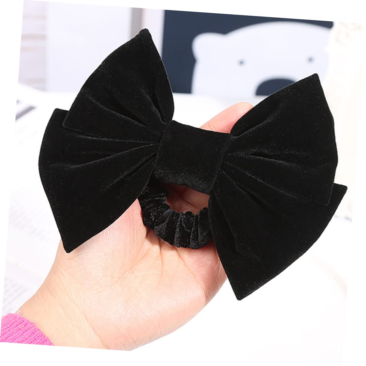 Baluue 2pcs Bowknot Hair Ties for Women Elegant Velvet Hair Circles Wine Red Black Ponytail Holder for Daily Wear for Girls and Ladies