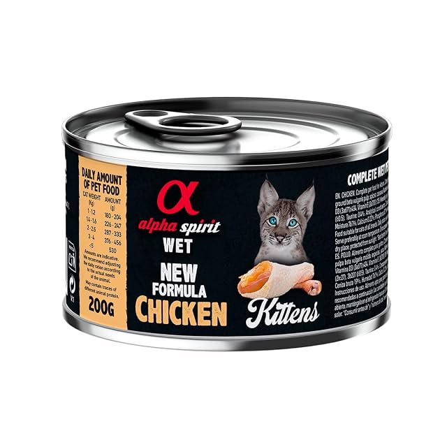 ALPHA SPIRIT Feline Kitten Pollo Lata Caja 6X 200GR