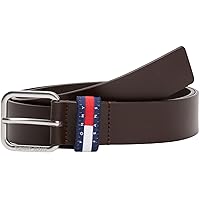 Tommy Jeans Uomo Cintura Ryan 3,5 cm Cintura in Pelle, Marrone (Dark Brown)