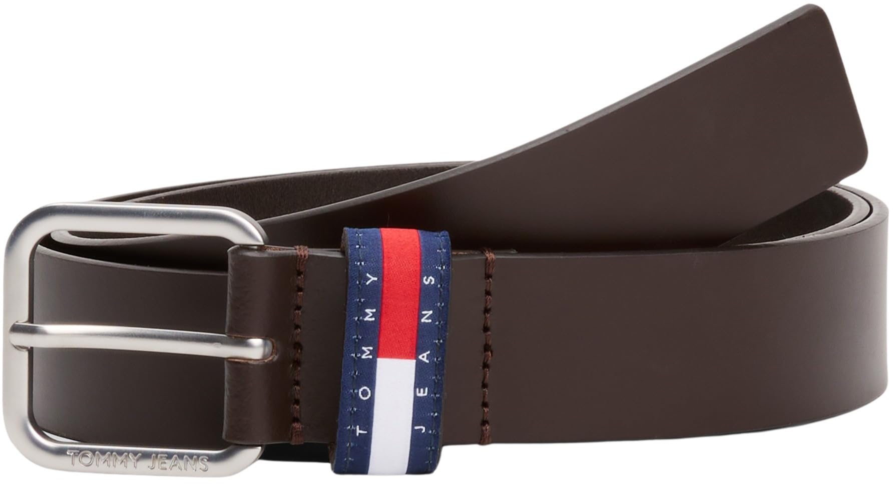 Tommy Jeans Men’s 3.5 cm Ryan Leather Belt, Brown (Dark Brown), 33.5 inches