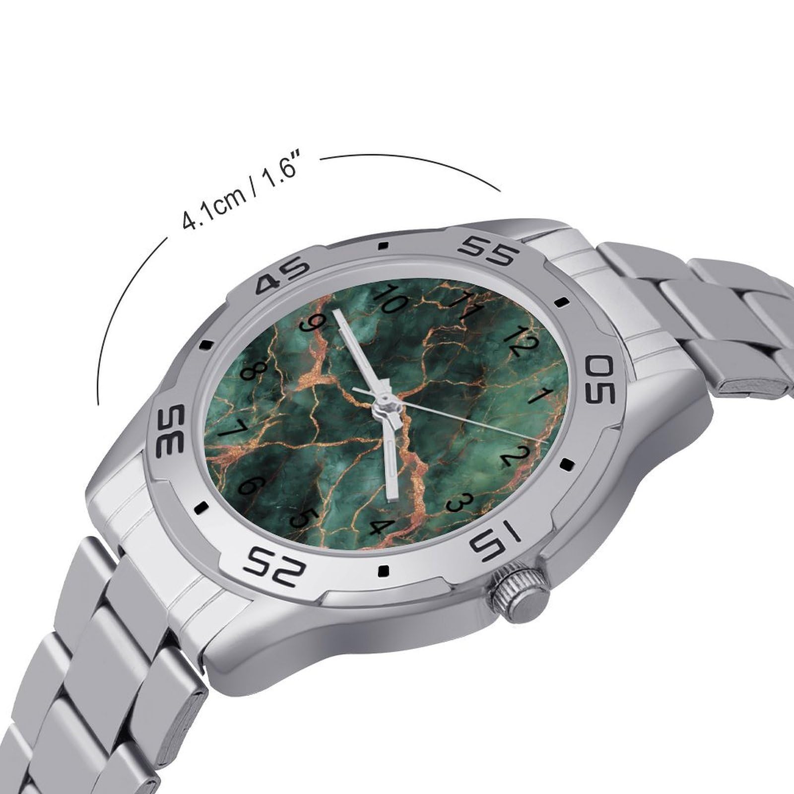 Smaragdgrünes Marmormuster Herren-Quarzuhr trendige Edelstahlbänder leicht ablesbare minimalistische Armbanduhren Business Daily