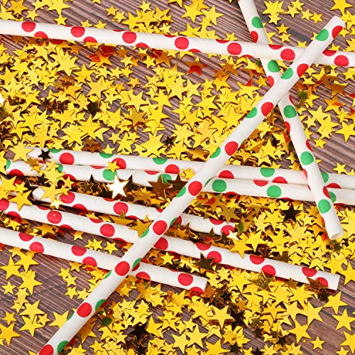 Image of Hestya 60g Star Confetti Glitter Table Confetti Metallic Foil Stars for Christmas Party Wedding Festival Decorations(Gold,10mm and 6mm)