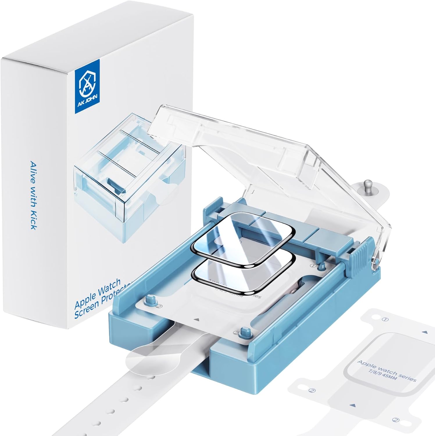 2 Pack for Apple Watch Series 9/8/7 Screen Protector 45mm, Easy Installation Kit,Anti-Scratch, Strong Asorption Screen Protector,Touch Sensitive