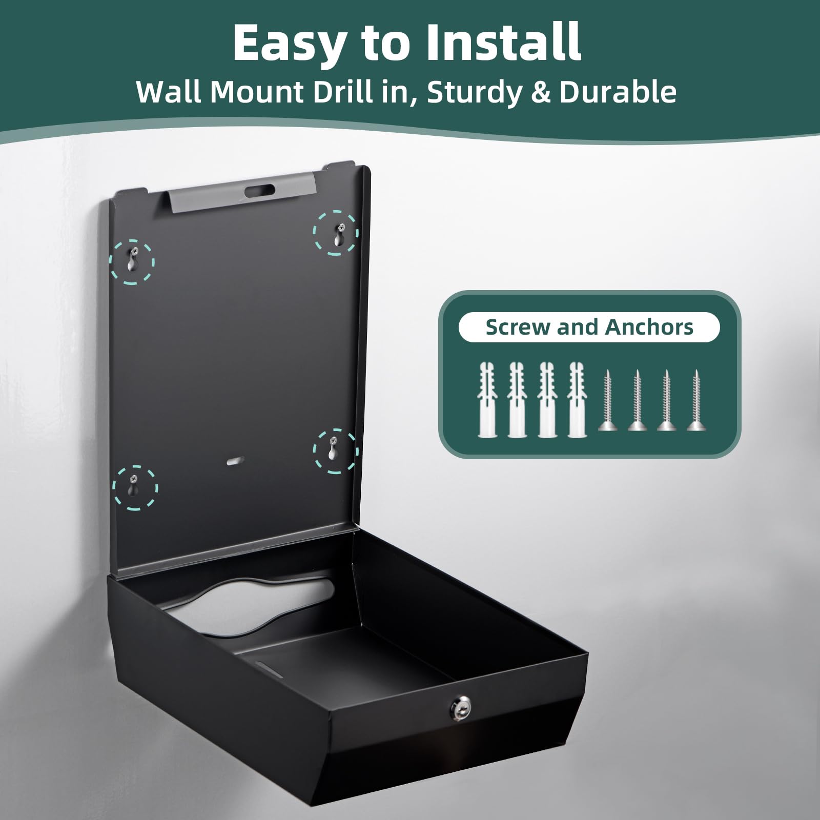 Dispensador de toallas de papel montado en la pared con cerradura de llave, dispensador de toallas de mano plegable en C, soporte de pañuelos de acero inoxidable, gran capacidad, elegante para baño