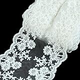 Farbe: Reinweiß. vLoveLife weiße Spitze, Vintage-Stoff mit floralem Muster, für Hochzeiten, Partys, Wiehnahcten, als DIY-Heim-Deko, 91 cm lang, 12 cm breit, Baumwoll-Spitze, weiß, 1yard x 4.8\'\'