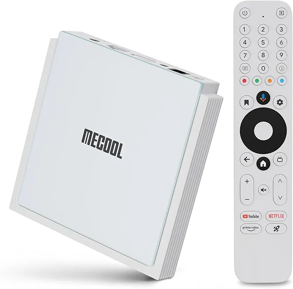 Android TV Box 11.0, MECOOL KM2 Plus Deluxe Smart TV Box 4GB 32GB Certification Netflix Google Assistant Dolby Atmos and Vision, Compatible with AV1 HDR 4K 2.4G 5.0G WiFi6 BT5.0 Amlogic S905X4