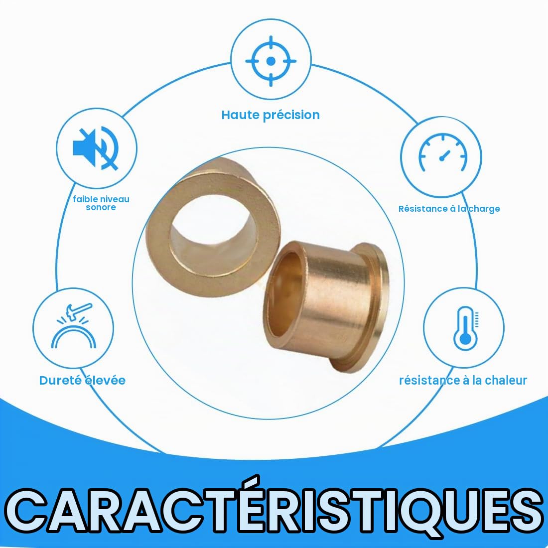 CPJJ 2 Pièces Bride Roulement Manchon,Bronze Douille Auto Lubrifiant Bagues Manchon pour Industriel Équipement,Bagues en Bronze Fritté Autolubrifiant,12x14x15 mm